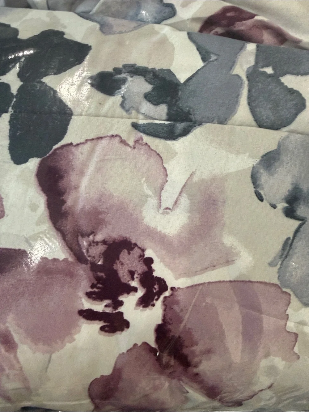 Floral Quilted Comforter - White with Purple & Blue Flowers